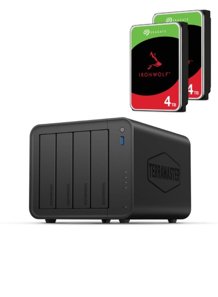 TERRAMASTER F4-425 4-Bay NAS Storage – Intel x86 Quad-Core CPU, 4GB RAM, 2.5GbE LAN, Network Attached Storage Multimedia Server for Home Users | 8TB Bundle (2 X 4TB Seagate IronWolf) - Image 1
